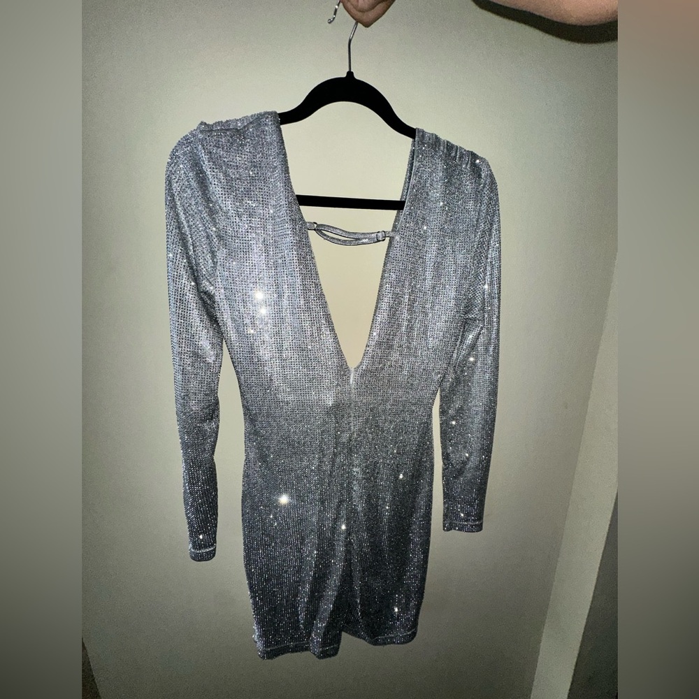 Akira Silver Rhinestone Dress - Picture 5 of 6